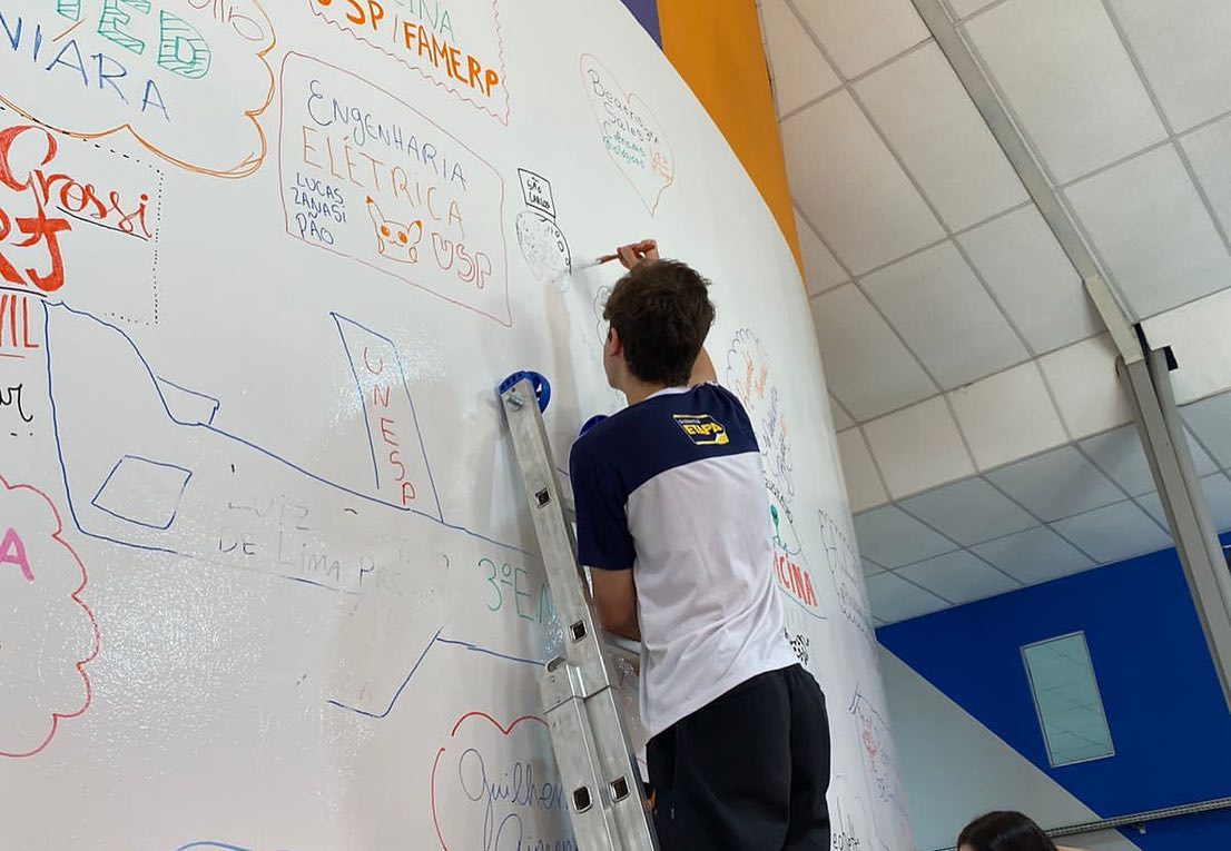 Os alunos do Extensivo e Ensino Médio participaram do processo de renovação da parede dos APROVADOS para 2023.