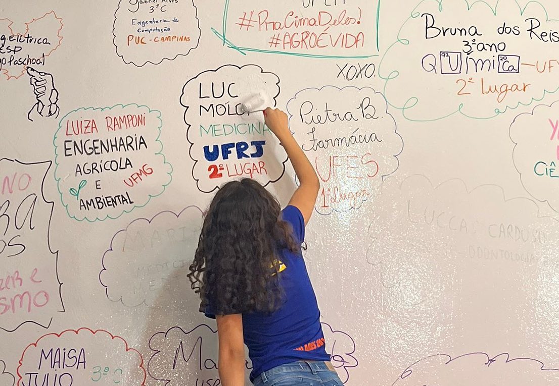 Os alunos do Extensivo e Ensino Médio participaram do processo de renovação da parede dos APROVADOS para 2023.