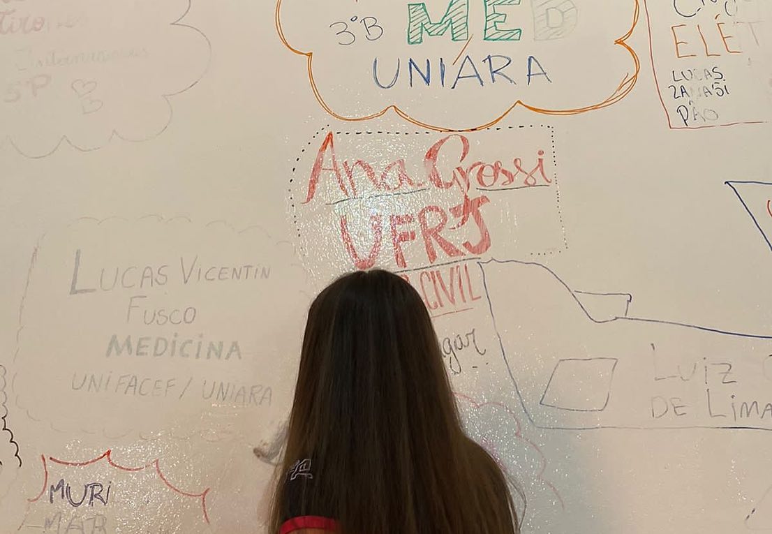 Os alunos do Extensivo e Ensino Médio participaram do processo de renovação da parede dos APROVADOS para 2023.