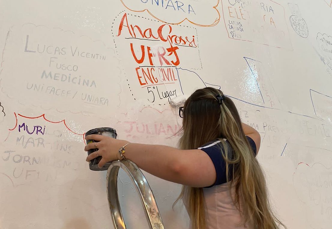 Os alunos do Extensivo e Ensino Médio participaram do processo de renovação da parede dos APROVADOS para 2023.